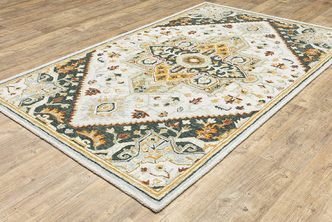 Medalia Alfresco Rug White/Mustard/Green