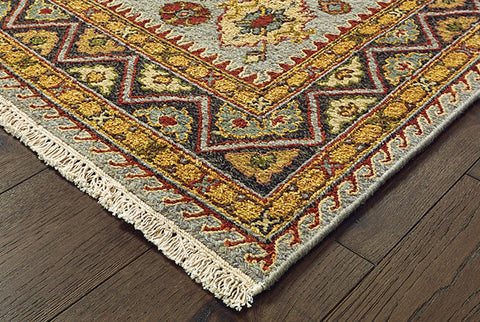 Medalia Area Rug - Light Blue. Burnt Orange. Burnt Red. Spruce Blue
