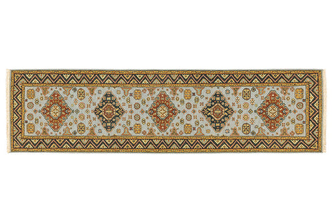 Medalia Area Rug - Light Blue. Burnt Orange. Burnt Red. Spruce Blue