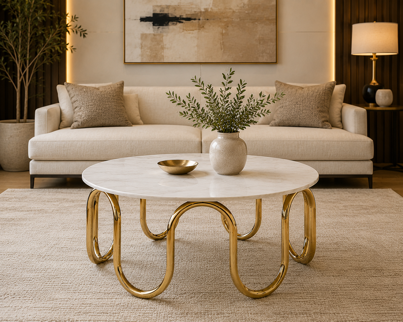 Aurelia Loop Marble & Steel Coffee Table