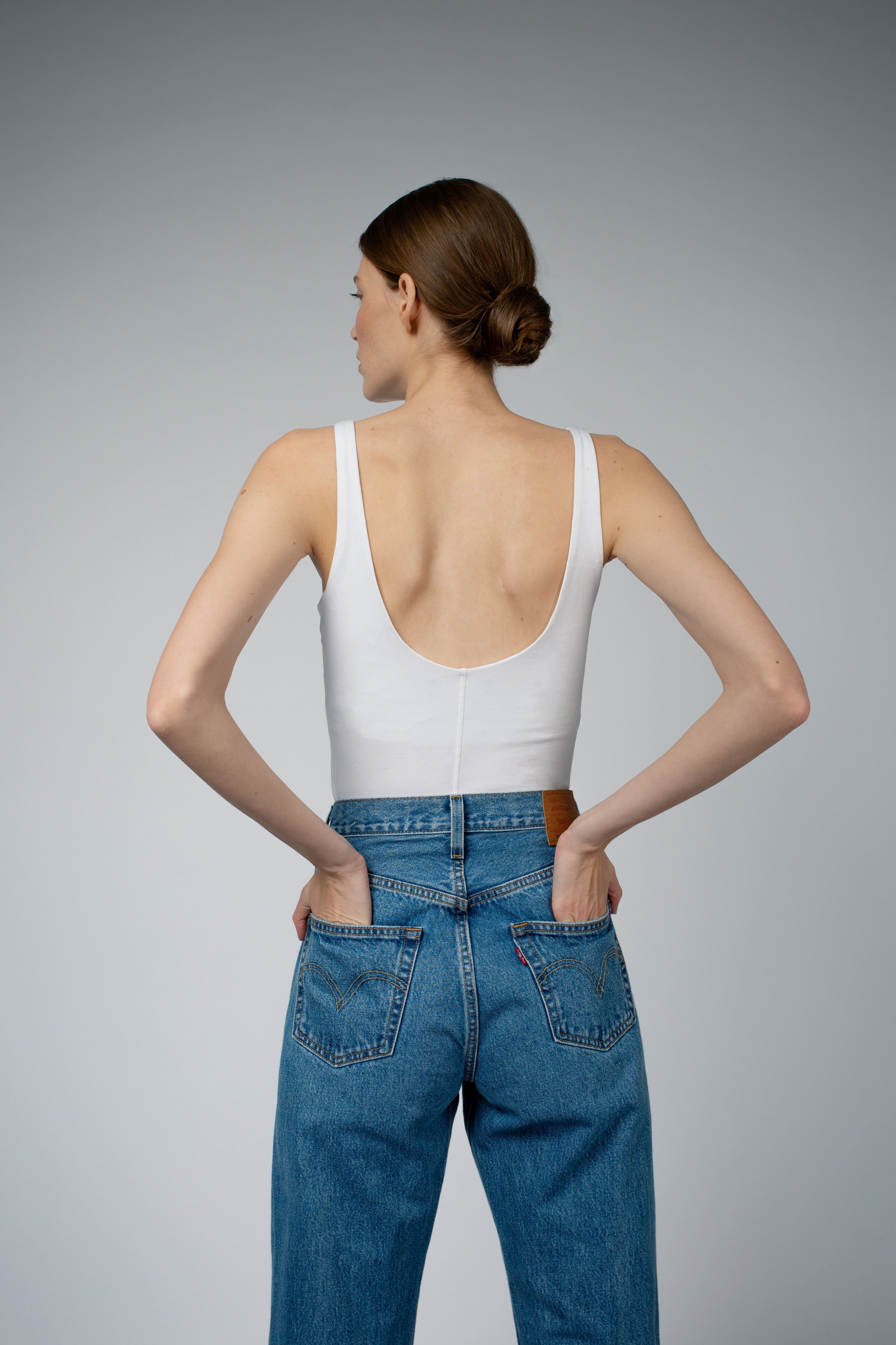 AVA ORGANIC COTTON BRA TANK TOP IN WHITE