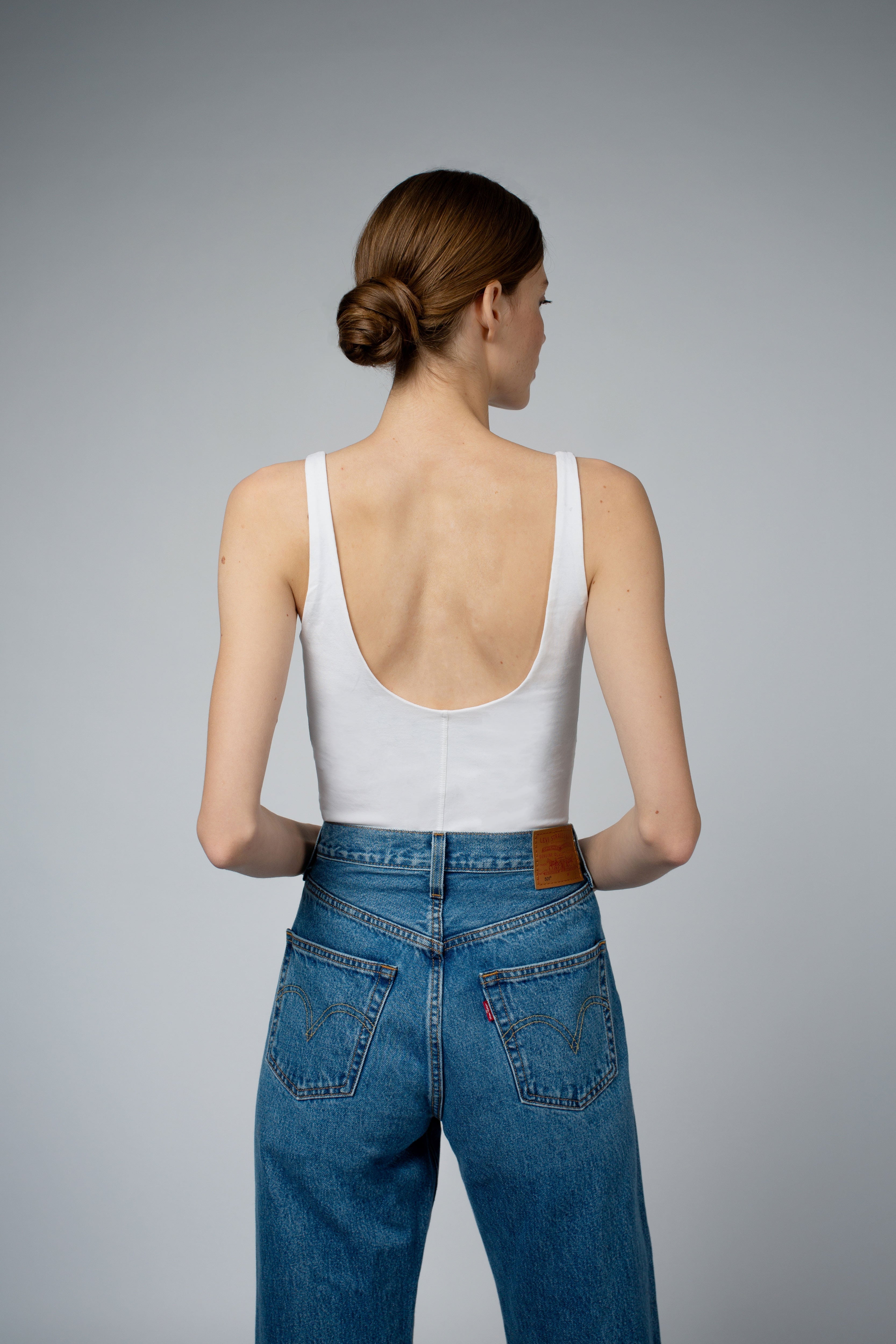 AVA ORGANIC COTTON BRA TANK TOP IN WHITE