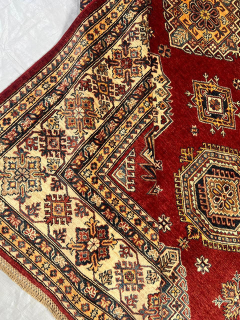Hand-Knotted Vegetable Dye Kazak Rug from Pakistan, 8' 1" x 10' 2"