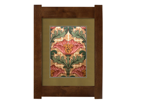 Arts & Crafts Mission Oak Framed Art with Poppy Delight Walnut finish