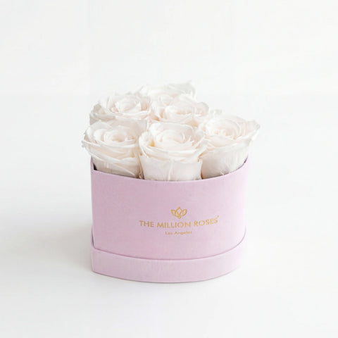 Baby Heart Light Pink Suede Box | White Roses