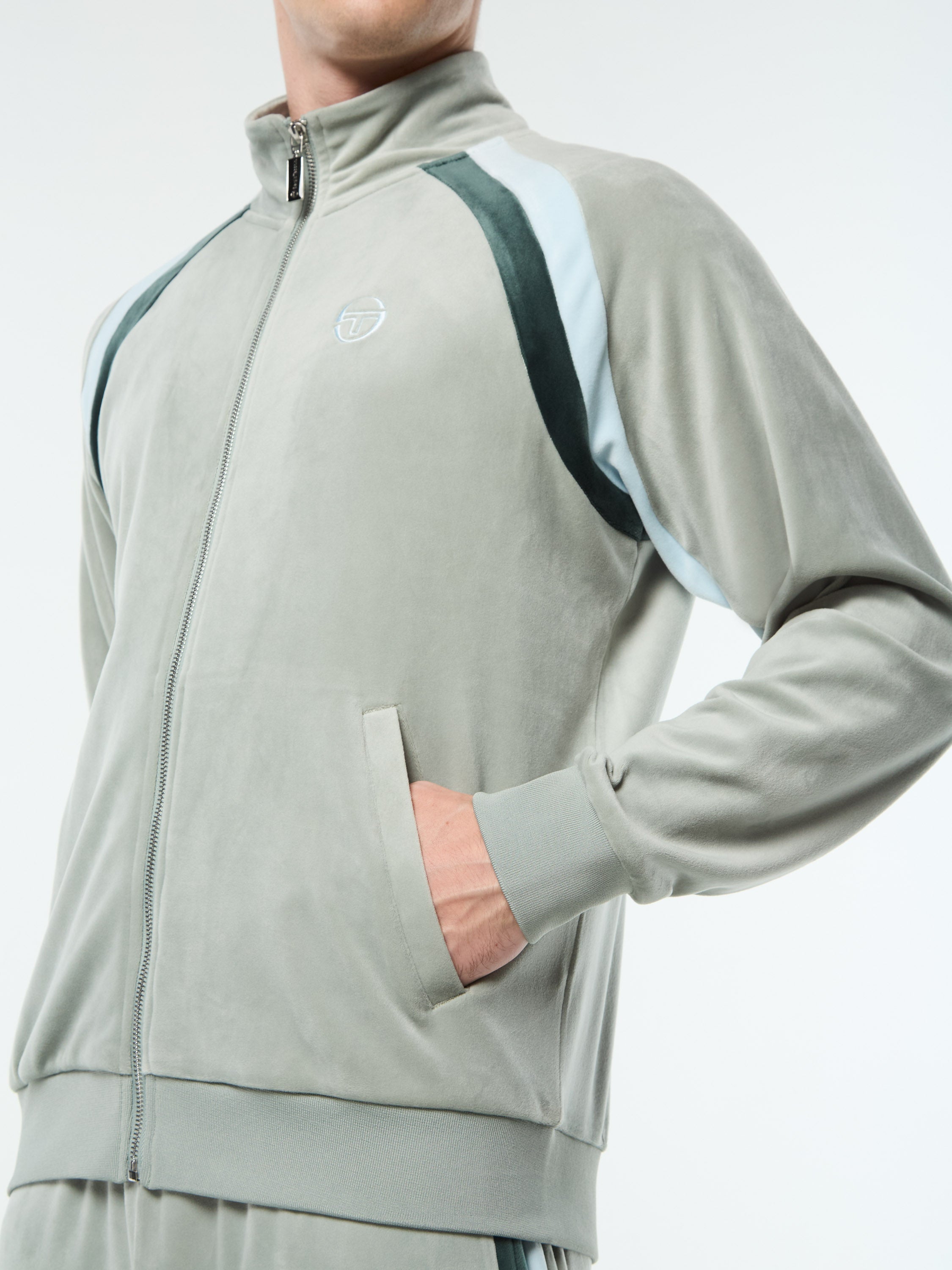 Banda Velour Track Jacket- Slate Gray