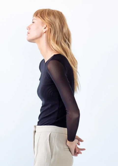 Florence Solid Double Sheer Stretch Top