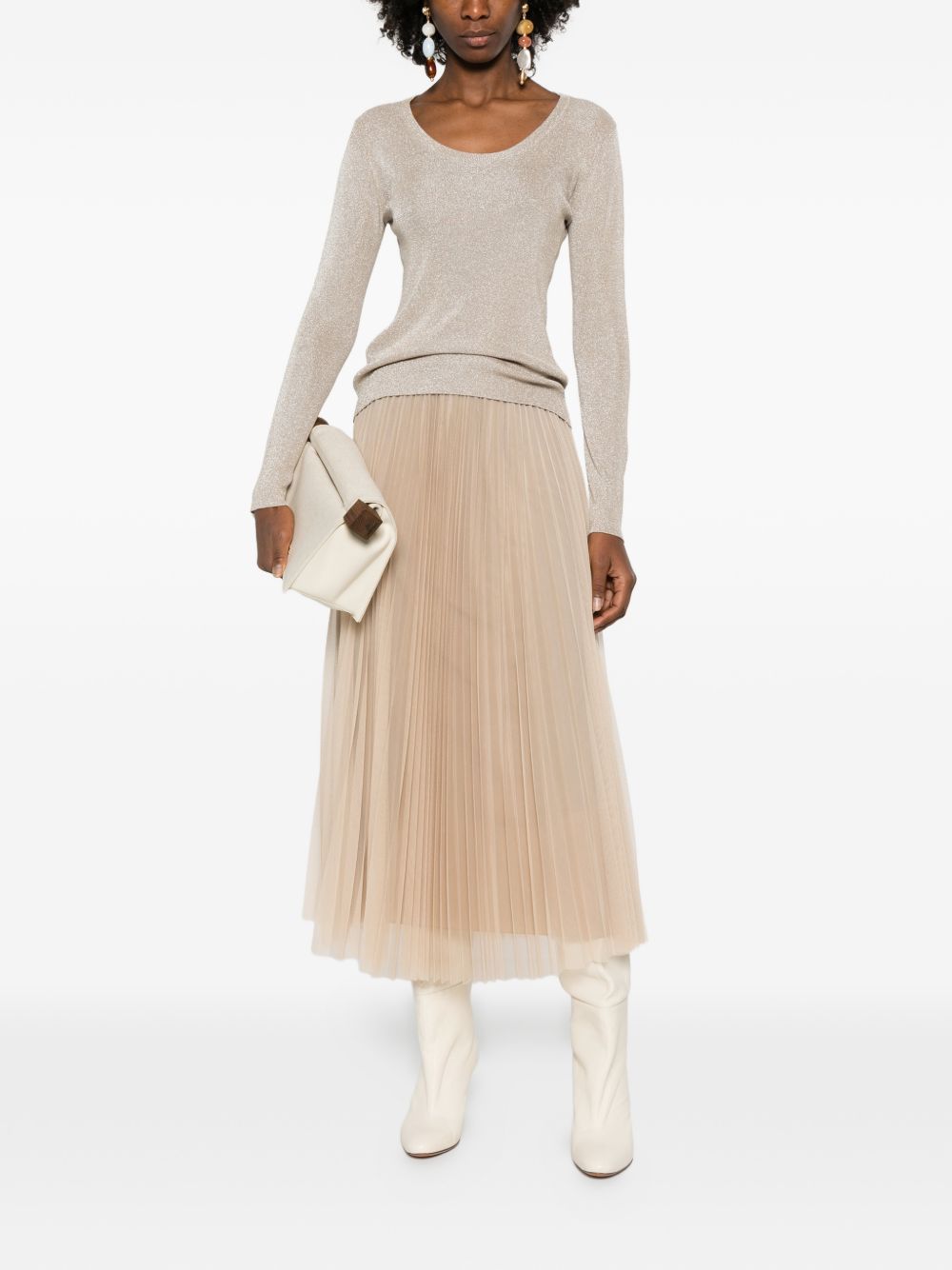 Beige Ribbed Crewneck Sweater for Comfort