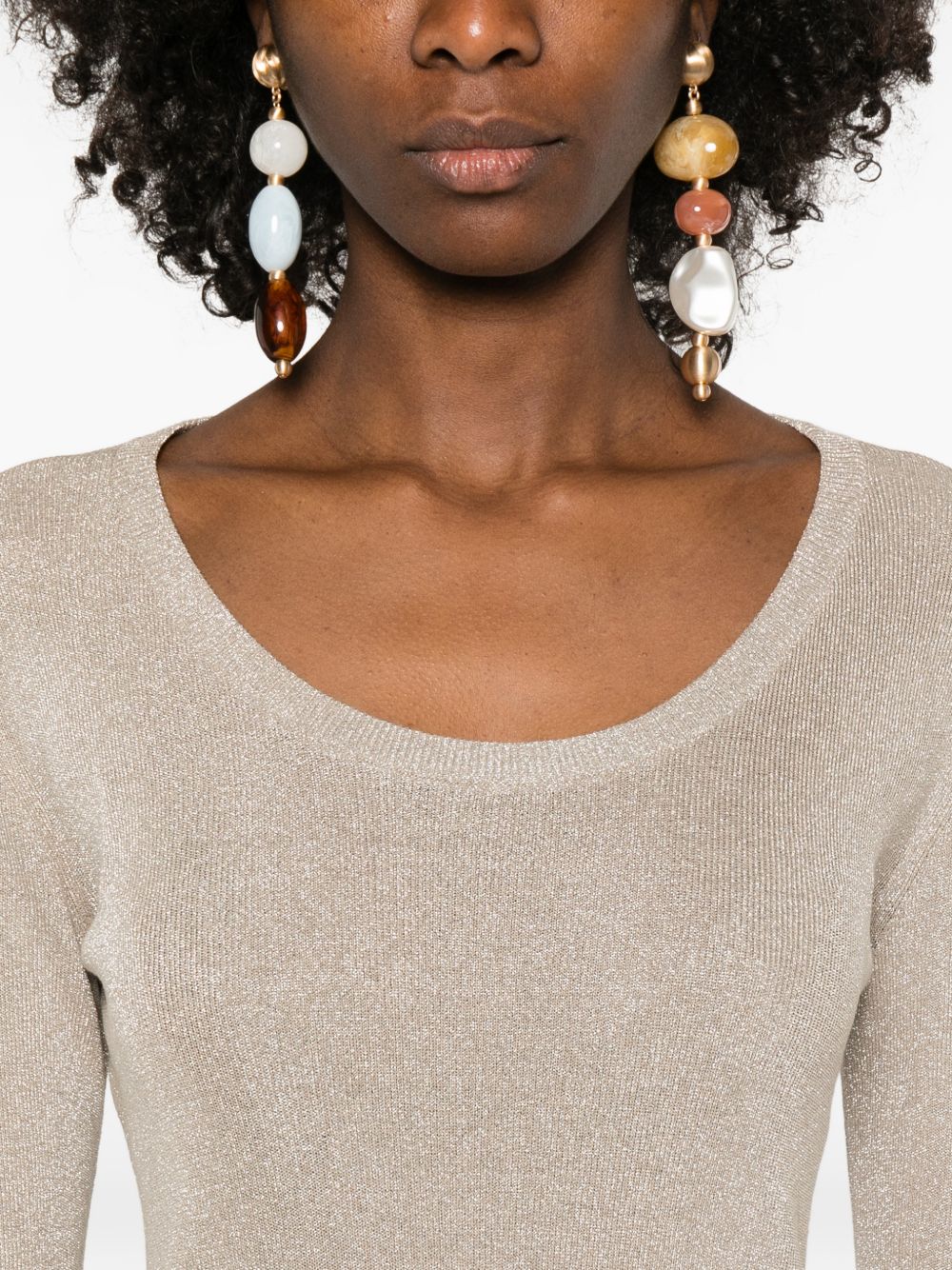 Beige Ribbed Crewneck Sweater for Comfort