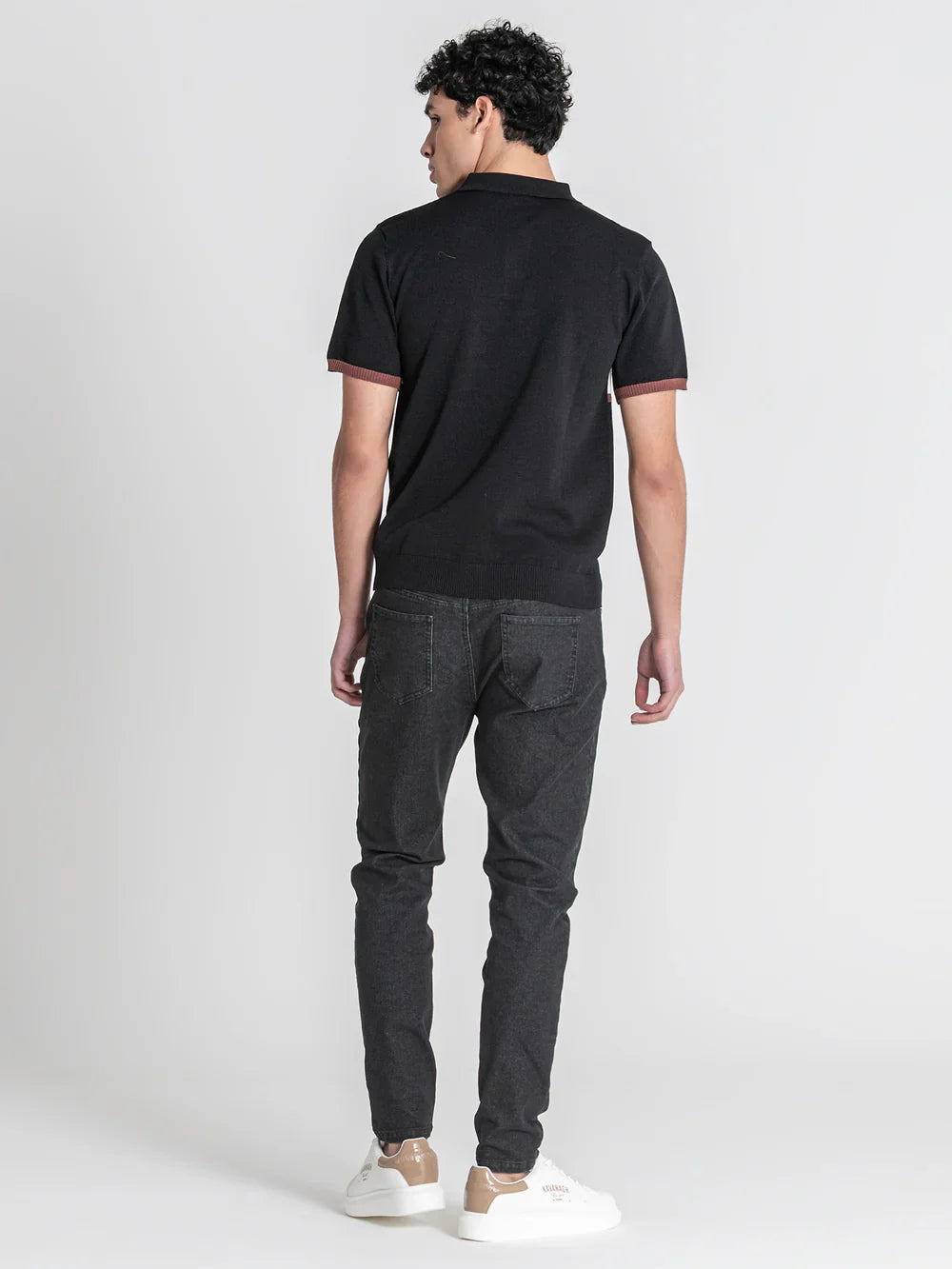 Black Block Knit Polo