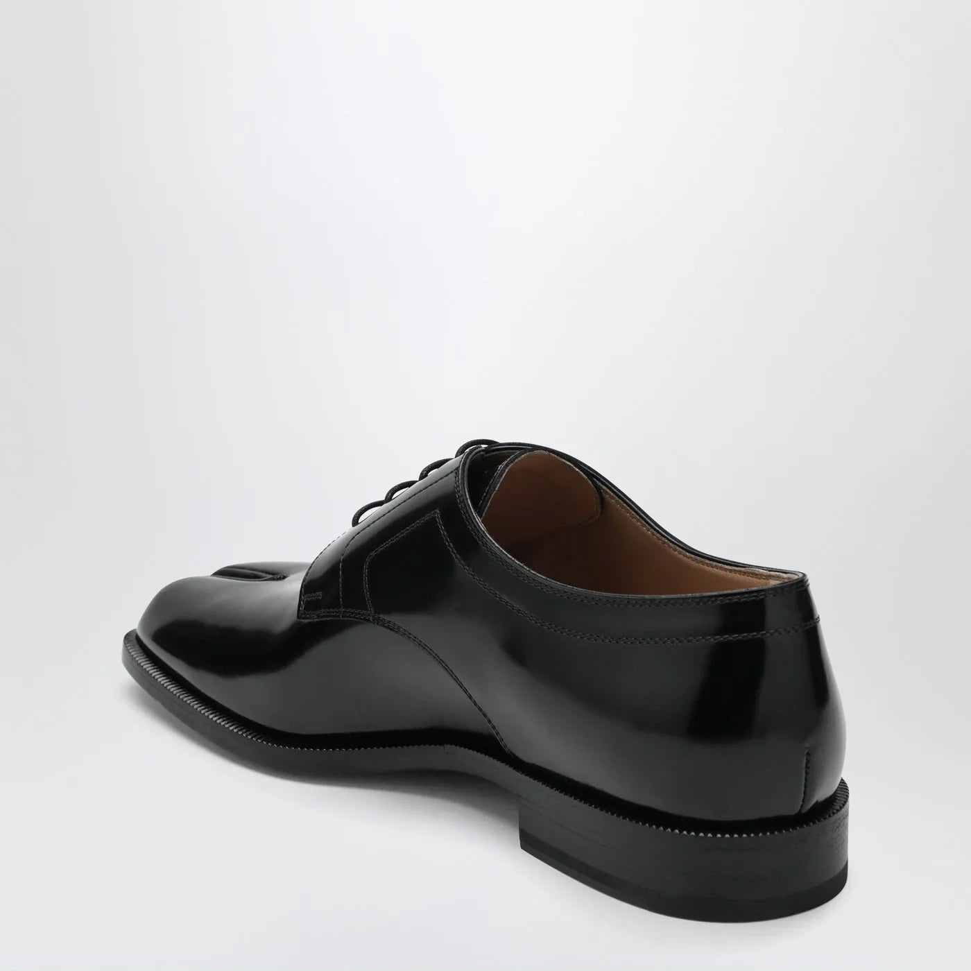 Black Calfskin Tabi Split Lace-Up Shoes