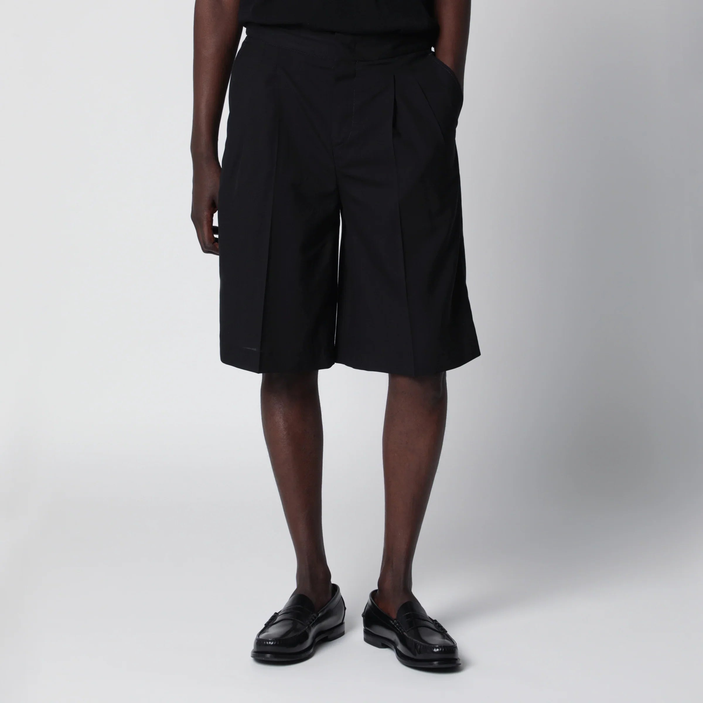 Black Cotton Bermuda Shorts for Summer Comfort