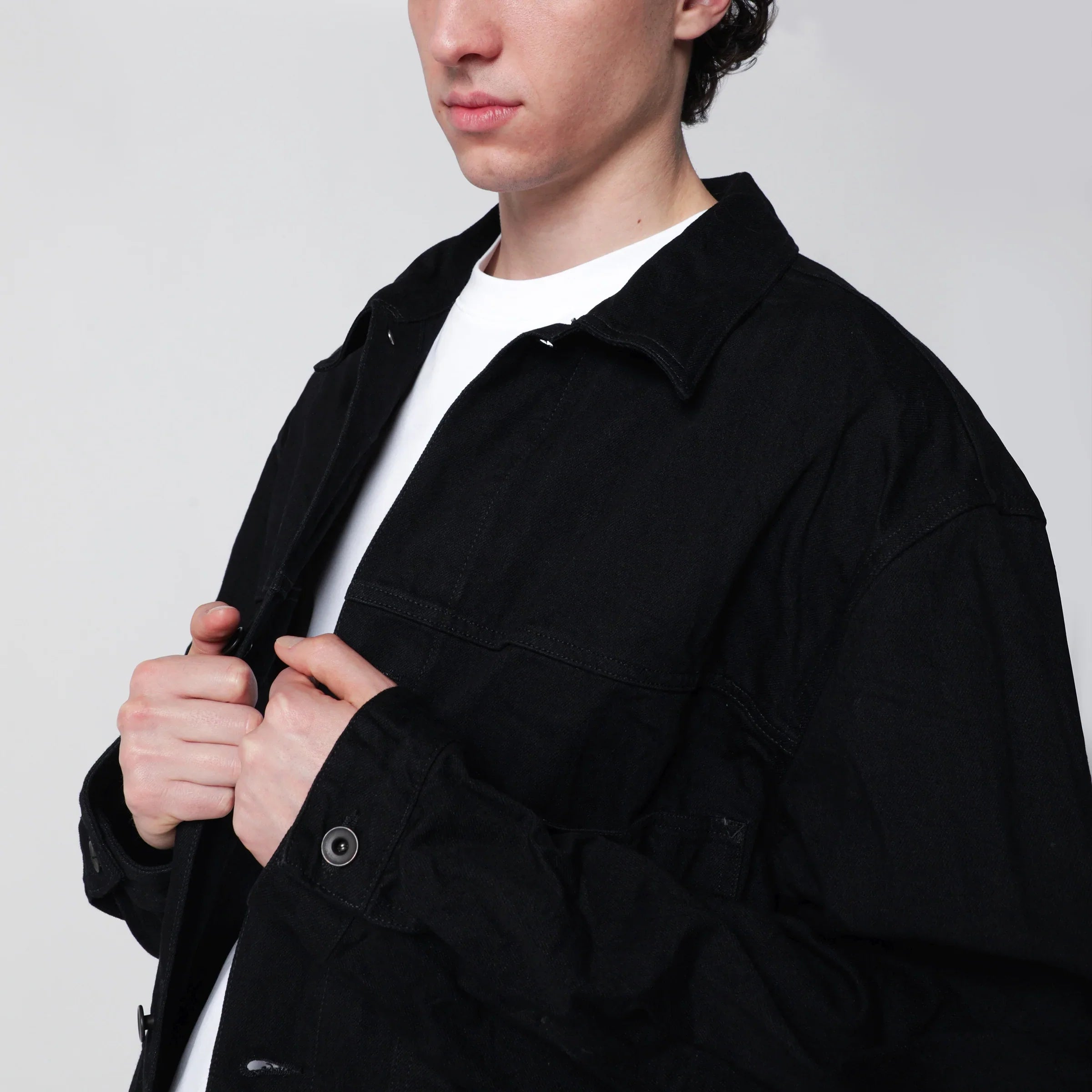 Black Cotton Denim Jacket for Everyday Comfort