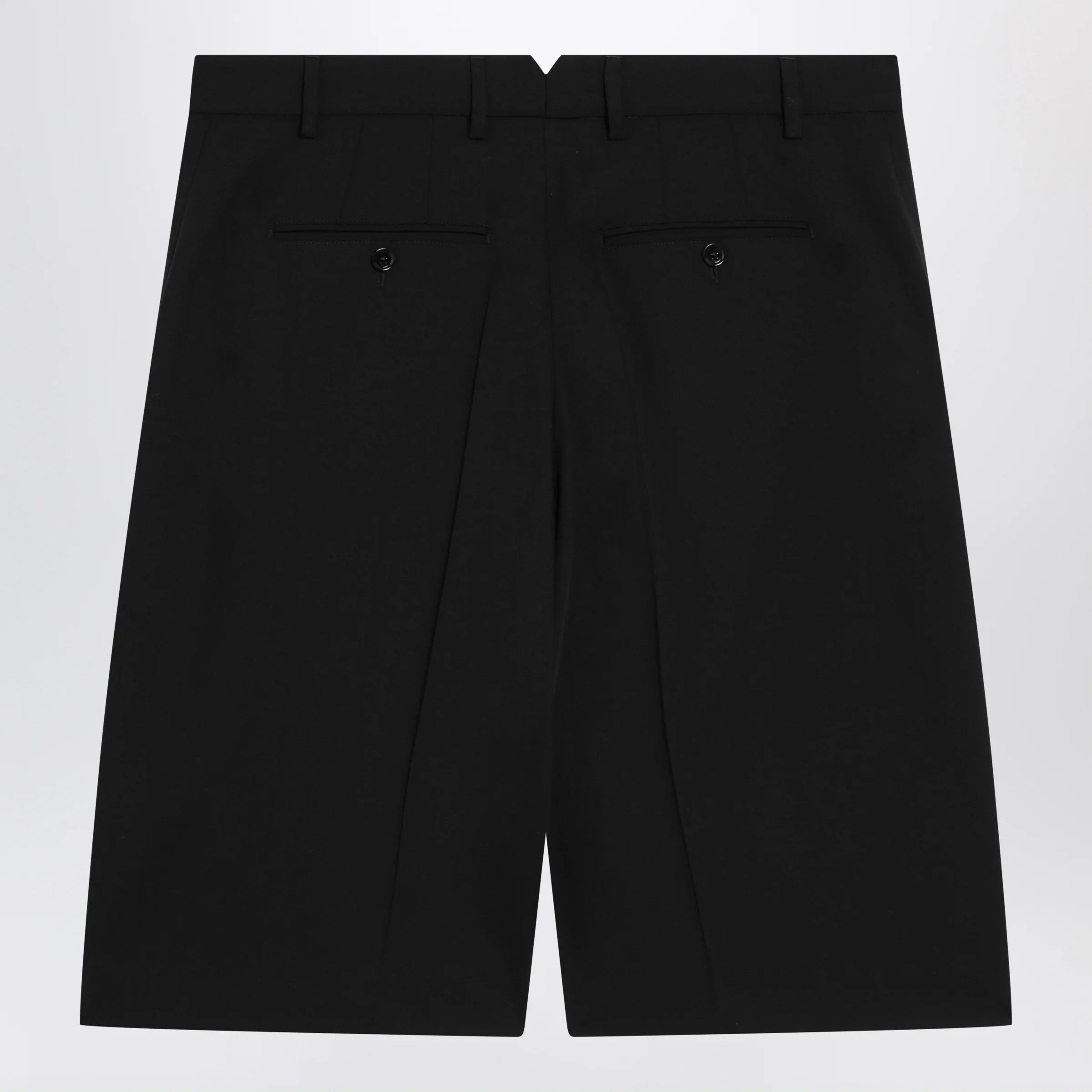 Black Cotton Pleated Bermuda Shorts for Summer Comfort