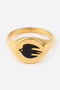 Black Enamel Gold Dove Ring