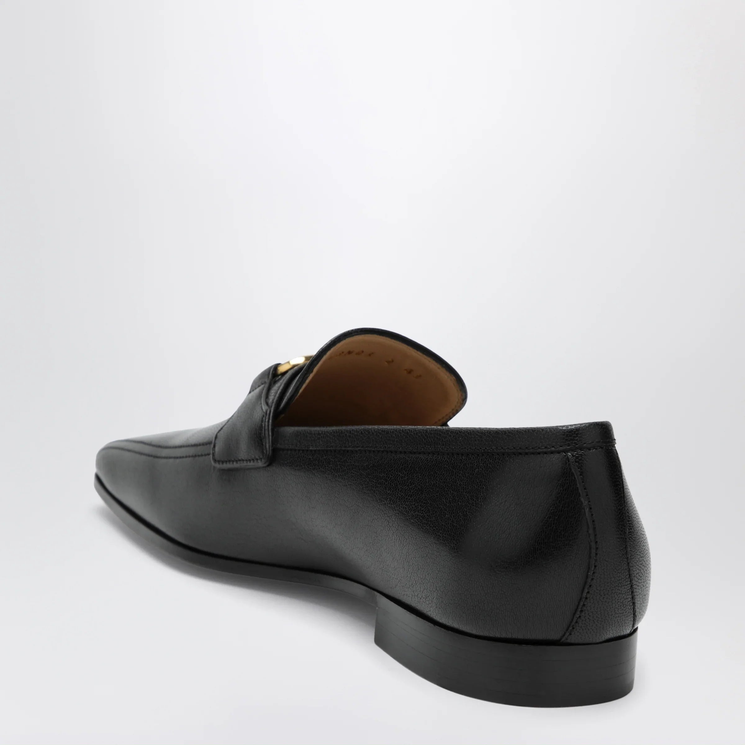 Black Goatskin Leather Loafers Comfortable Square Toe