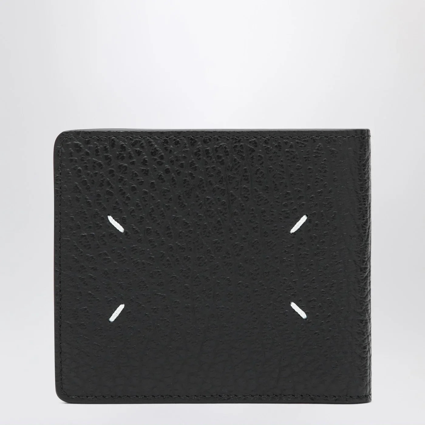 Black Grained Leather Bi-Fold Wallet for Everyday Use