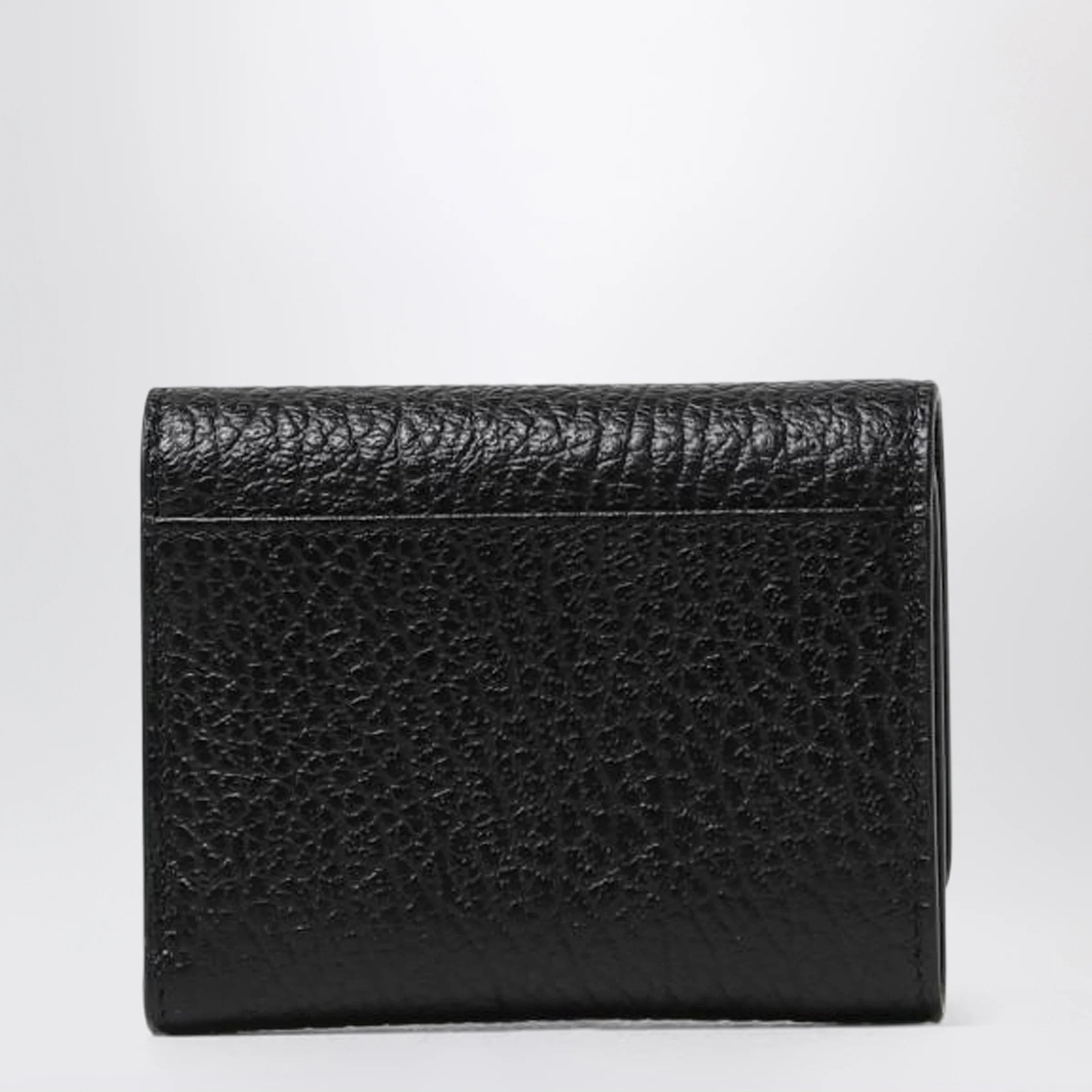 Black Grained Leather Trifold Wallet for Everyday Use
