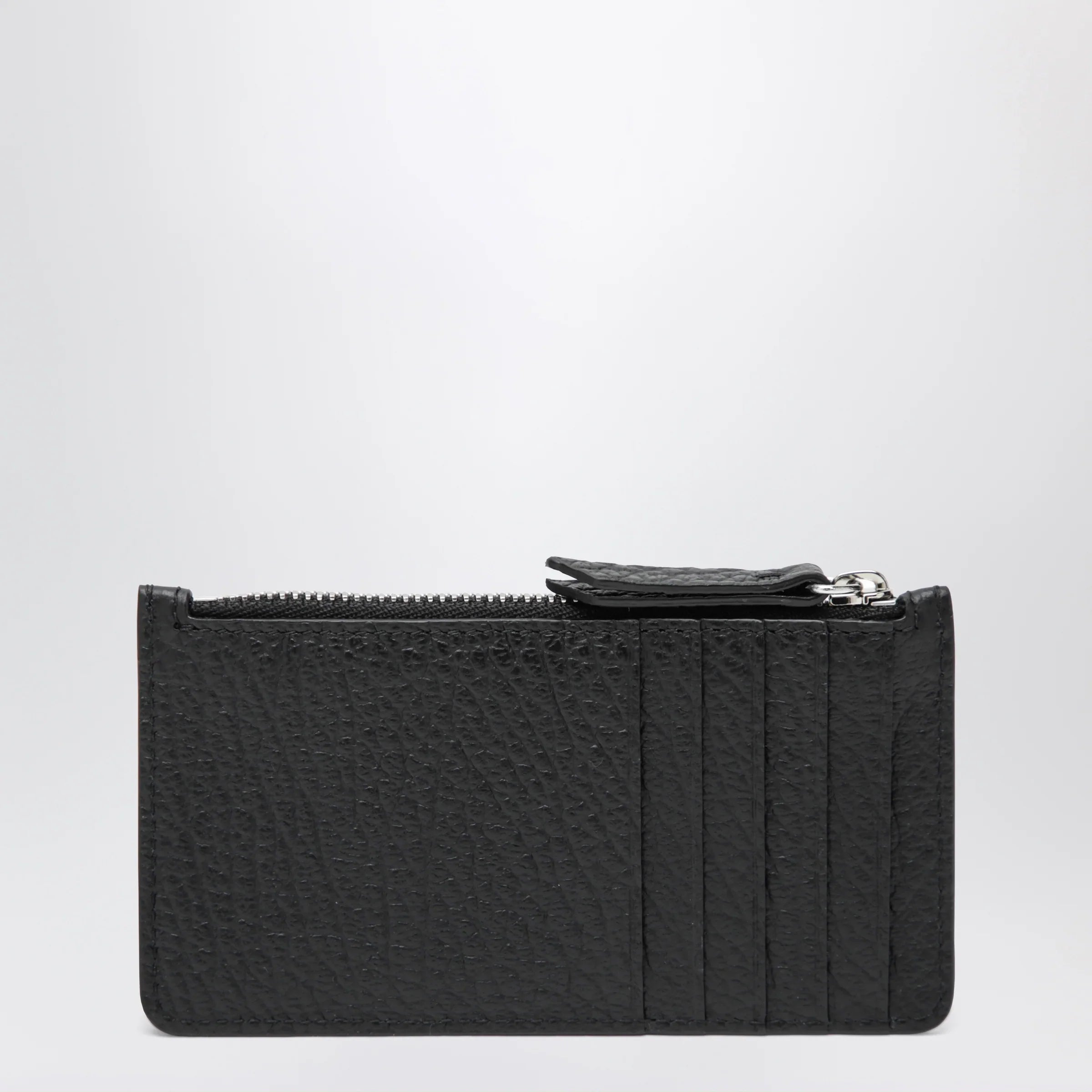 Black Grained Leather Zip Cardholder for Everyday Use