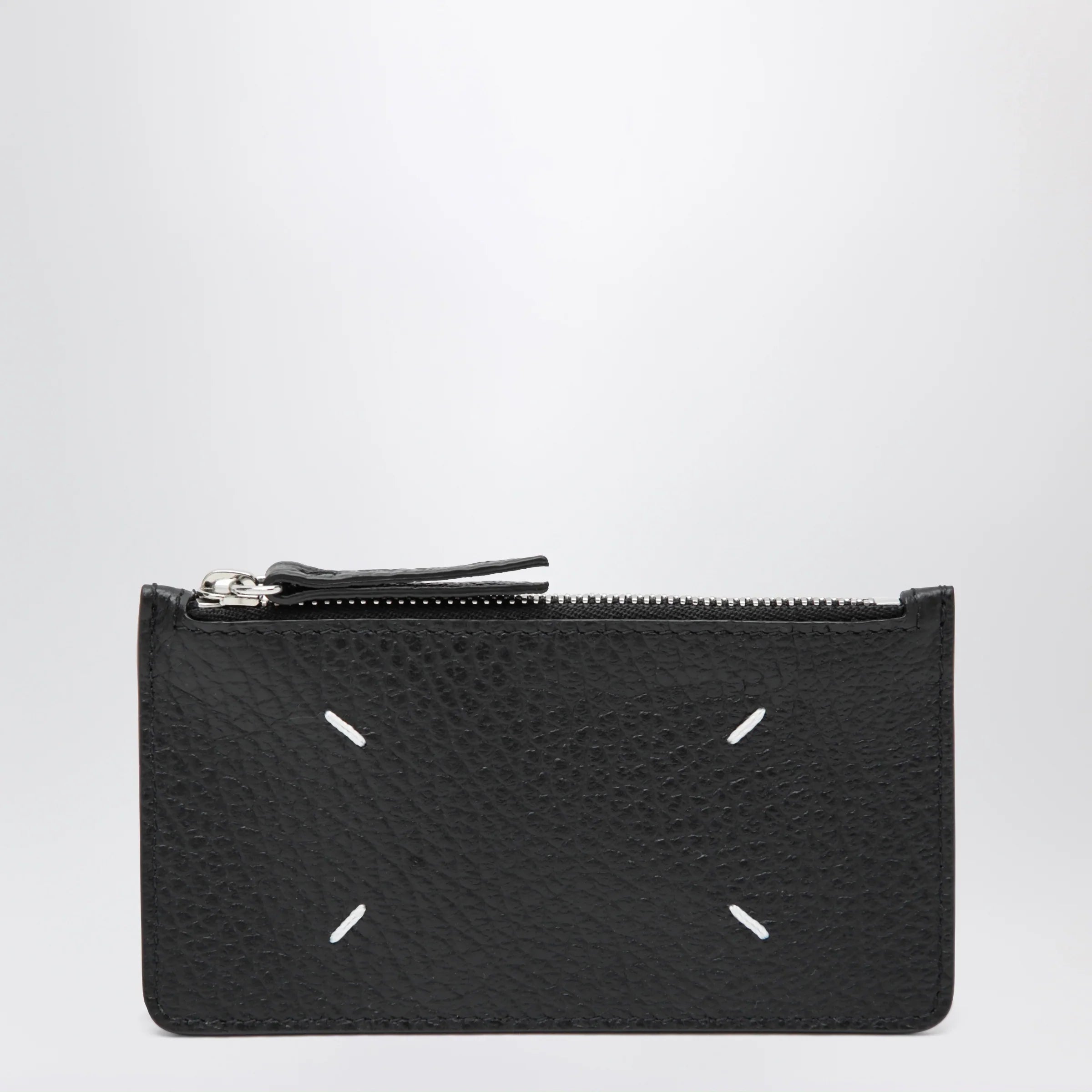 Black Grained Leather Zip Cardholder for Everyday Use