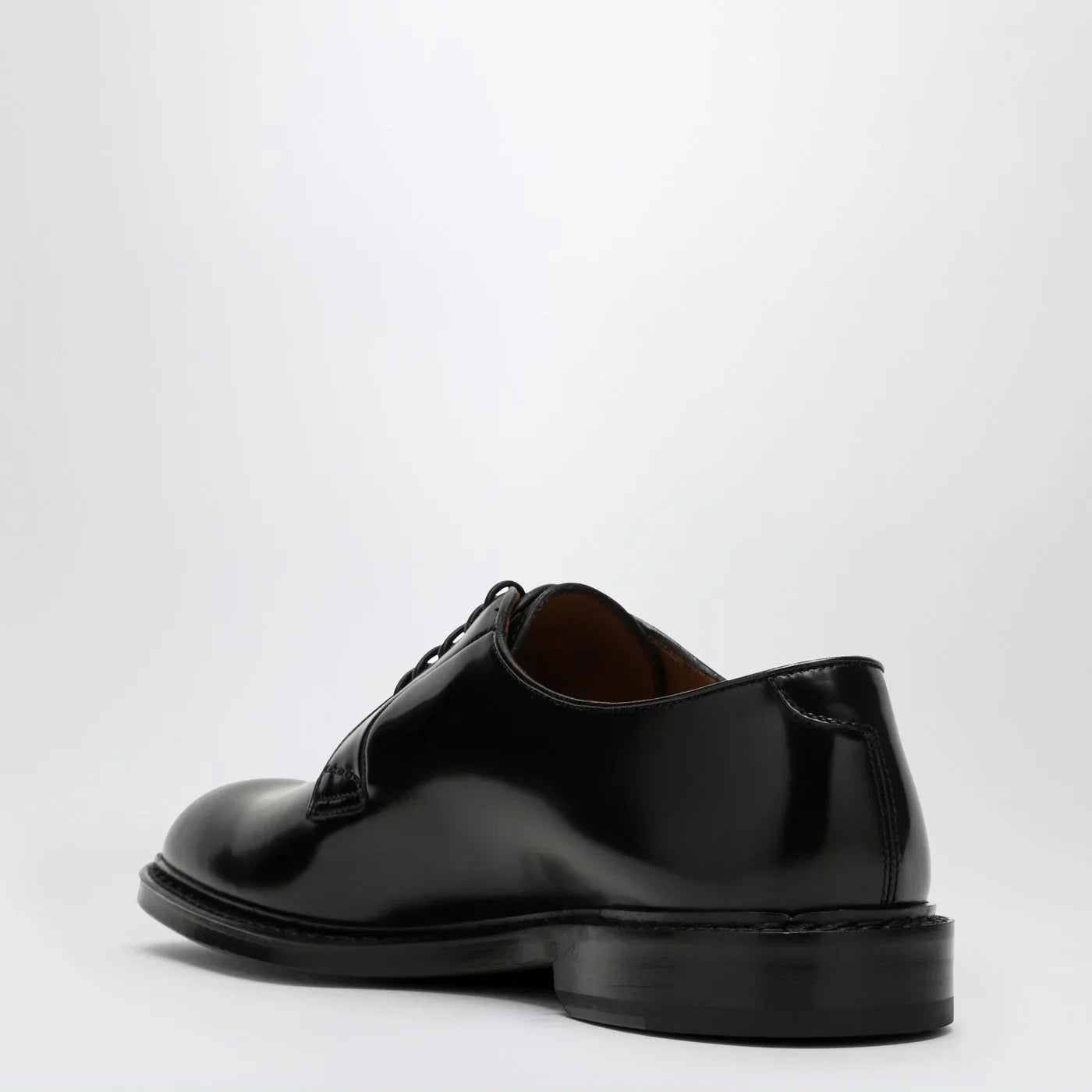 Black Leather Lace-Up Comfort Shoes