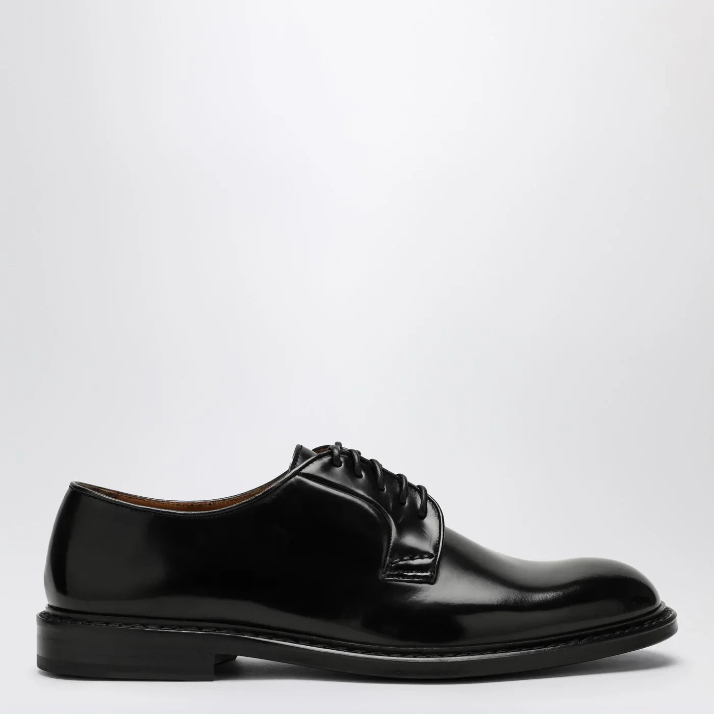 Black Leather Lace-Up Comfort Shoes