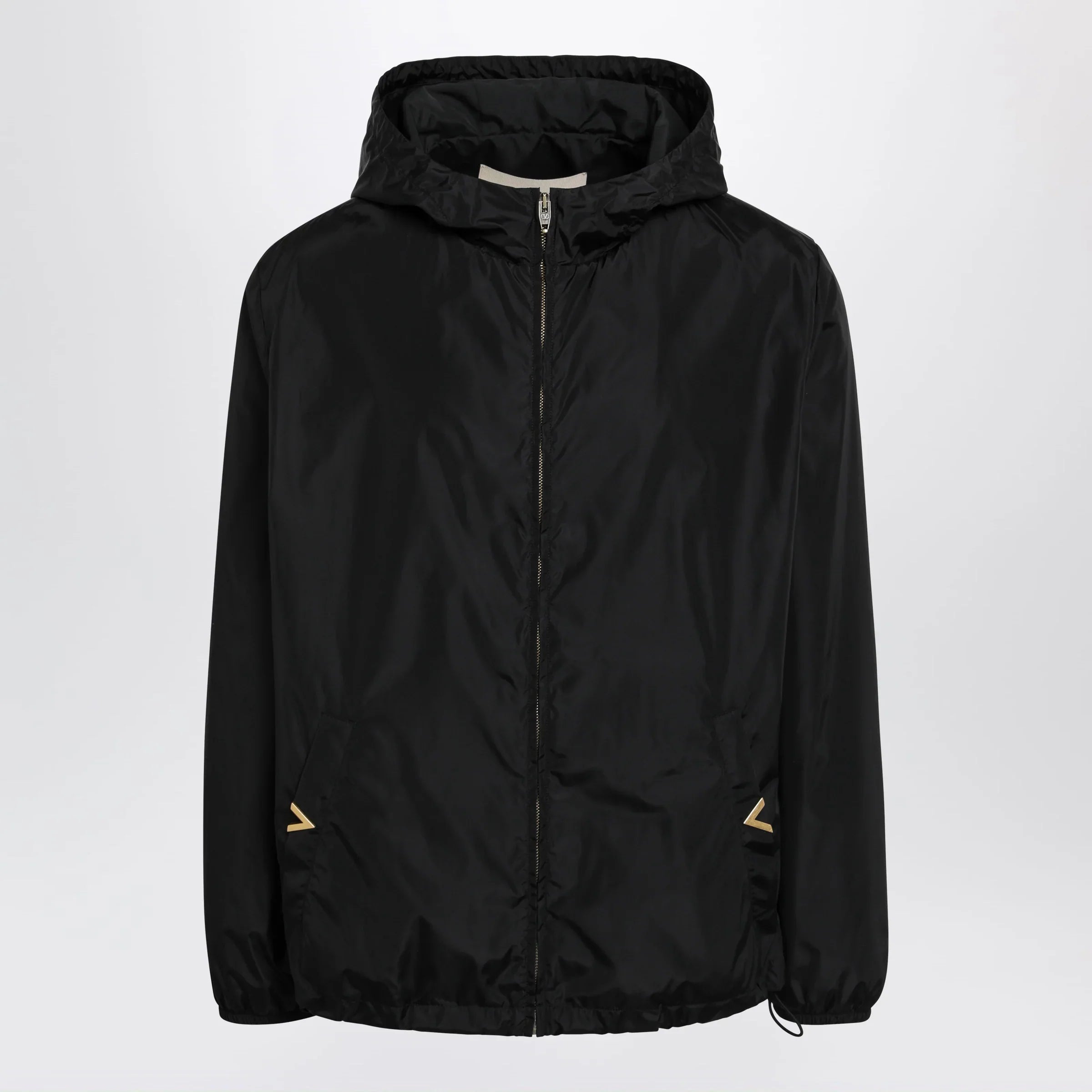 Black Nylon Hooded Windbreaker for Everyday Comfort