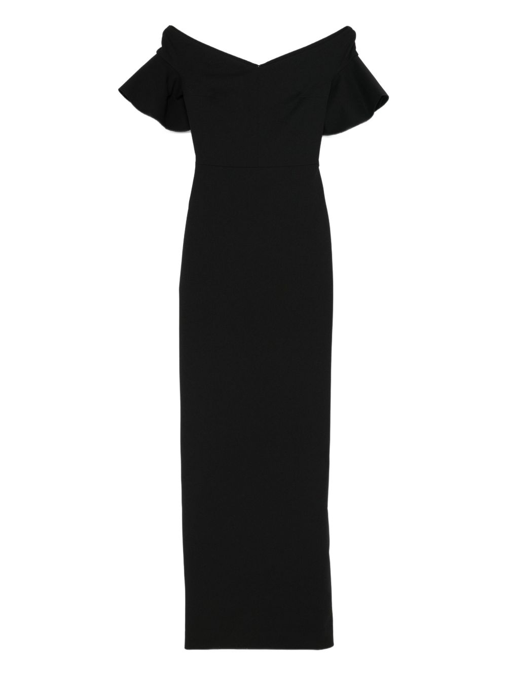 Black Off-Shoulder Maxi Dress with Concealed Zip