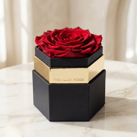 One in a Million™ Black Hexagon Box | Red Rose