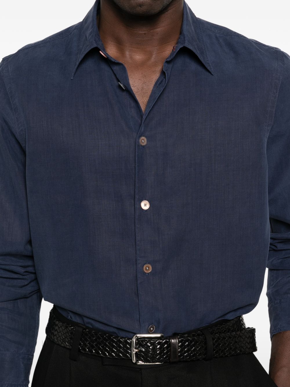 Blue Button-Up Long Sleeve Shirt for Comfort and Breathability