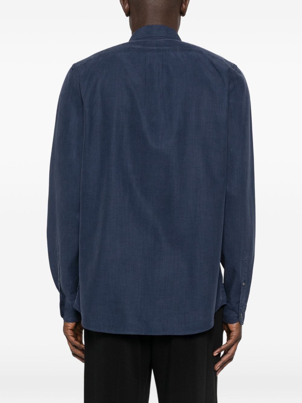 Blue Button-Up Long Sleeve Shirt for Comfort and Breathability