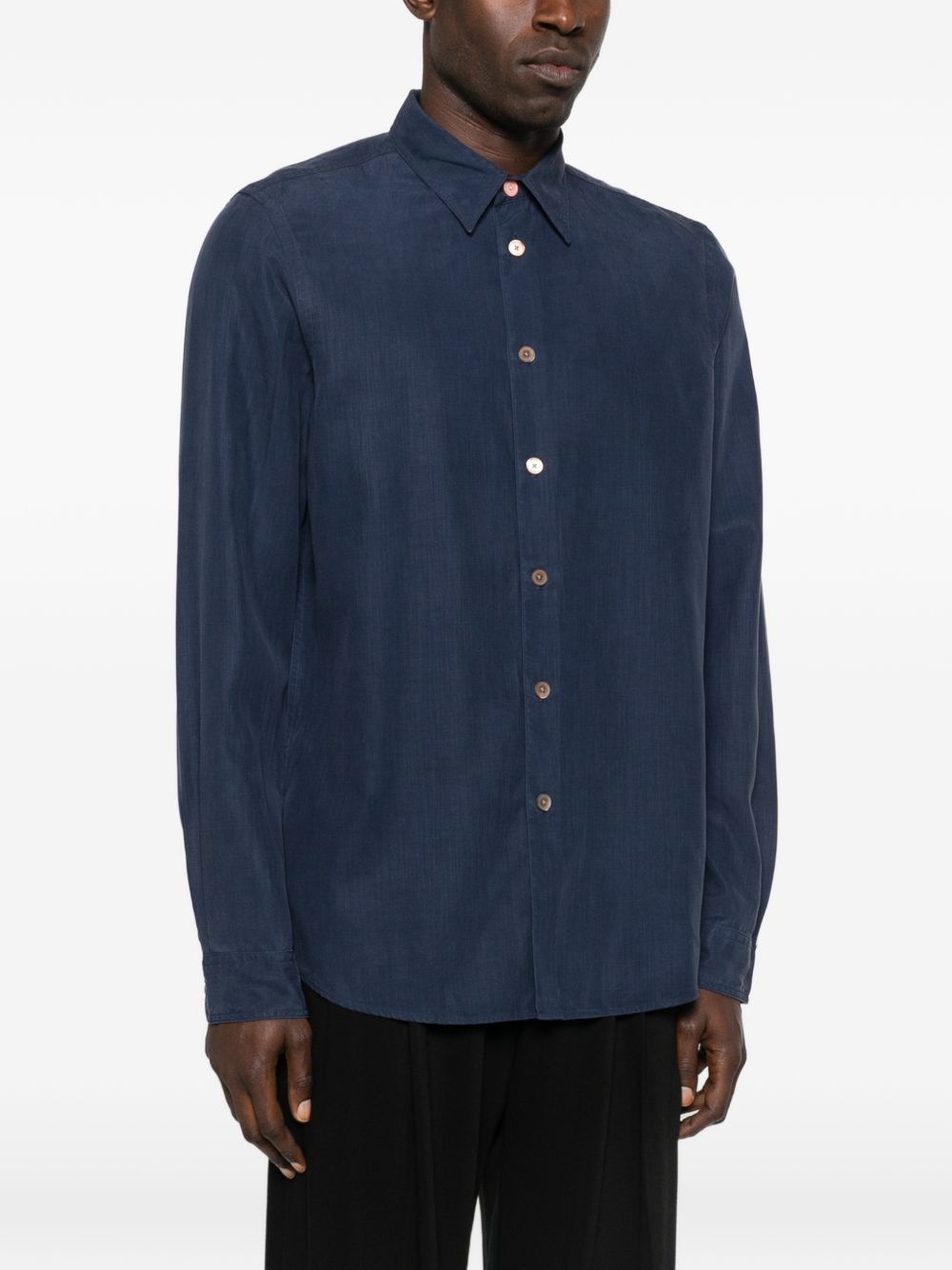 Blue Button-Up Long Sleeve Shirt for Comfort and Breathability