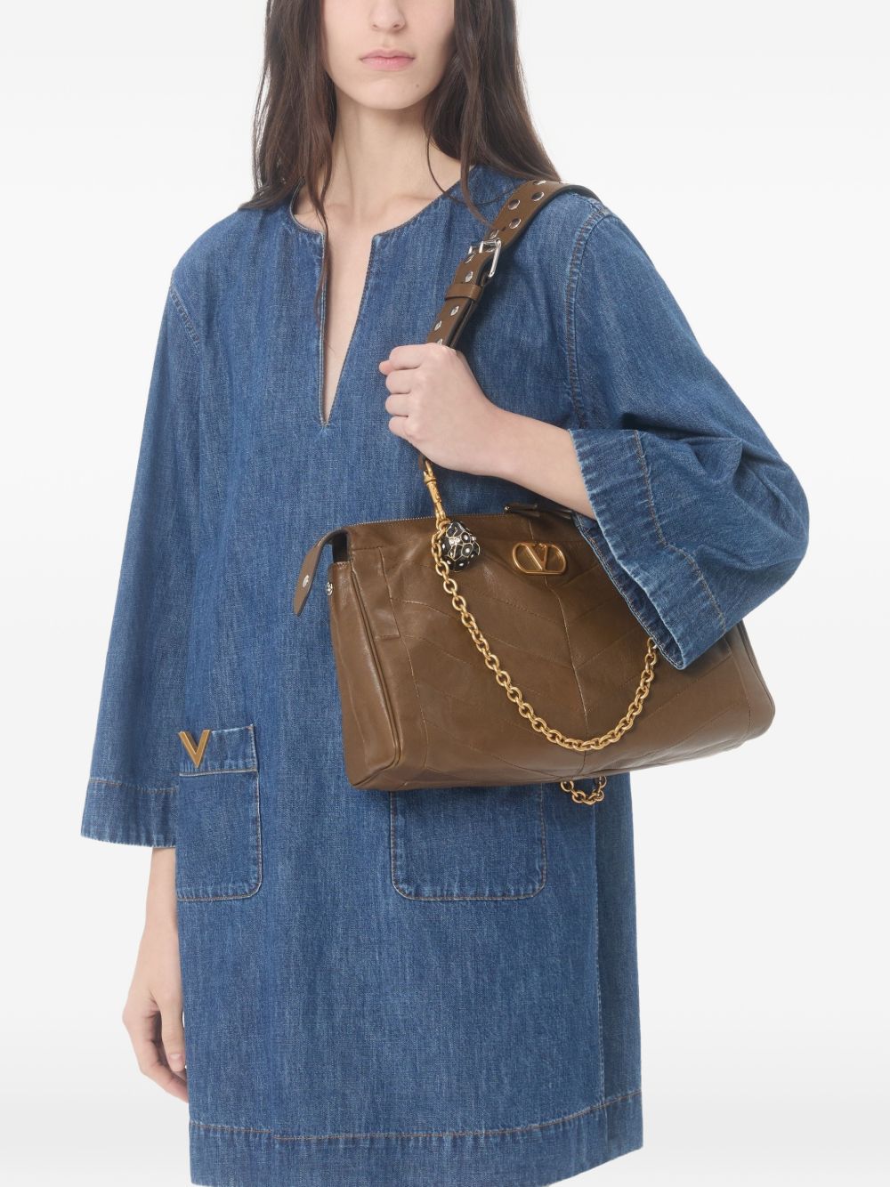 Blue V-Neck Denim Short Dress for Summer Comfort