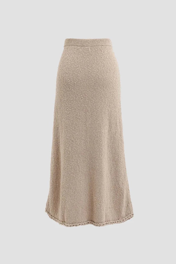 Braided-Trim Sweater Midi Skirt