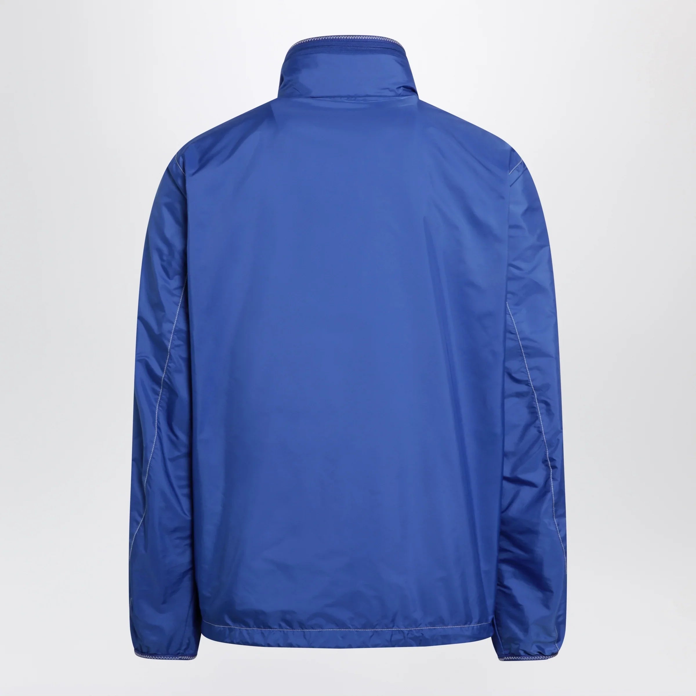 Bright Blue Water-Repellent Nylon Rain Jacket with Removable Hood for Everyday Use