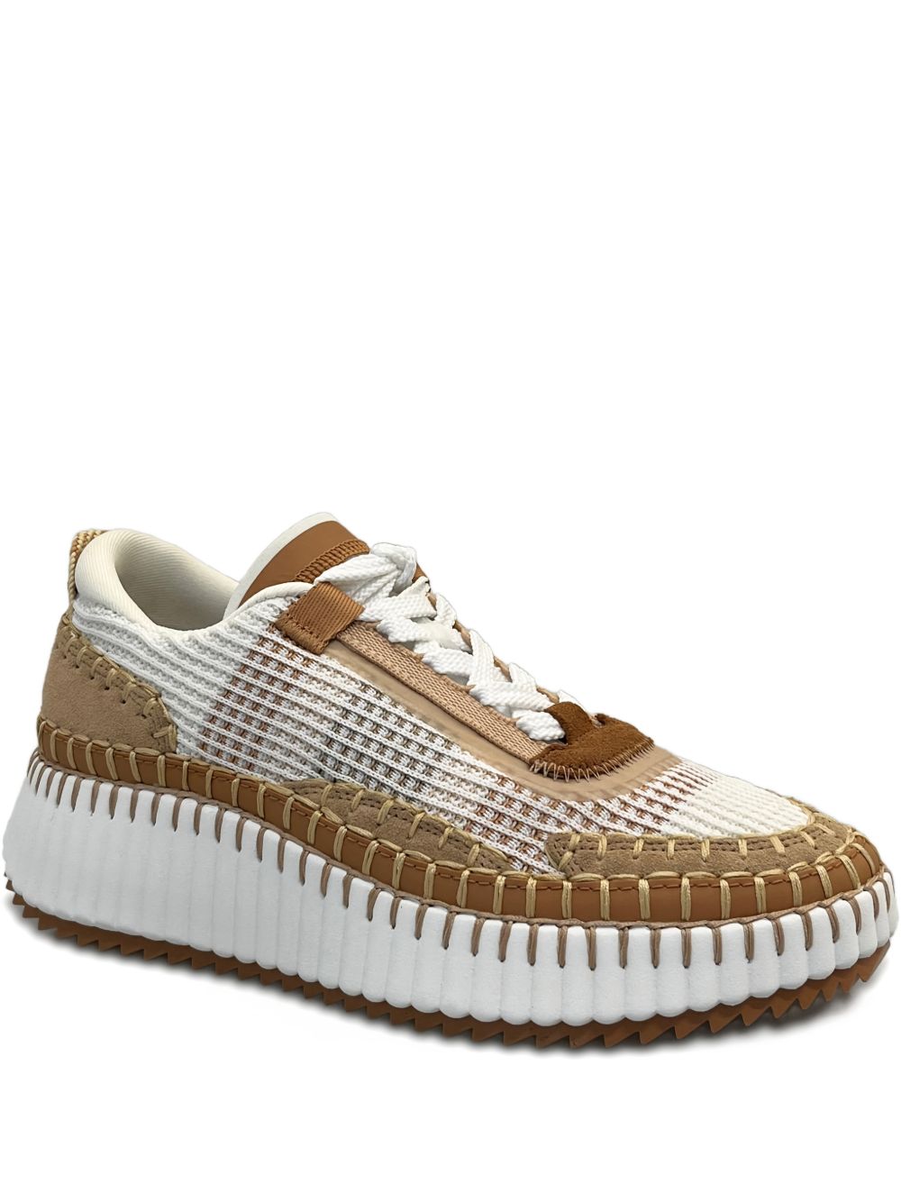 Brown Platform Lace-Up Sneakers for Everyday Comfort