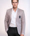 2 Buttons 3 Pockets Crested Cotton Light Pink Jacket - Wessi