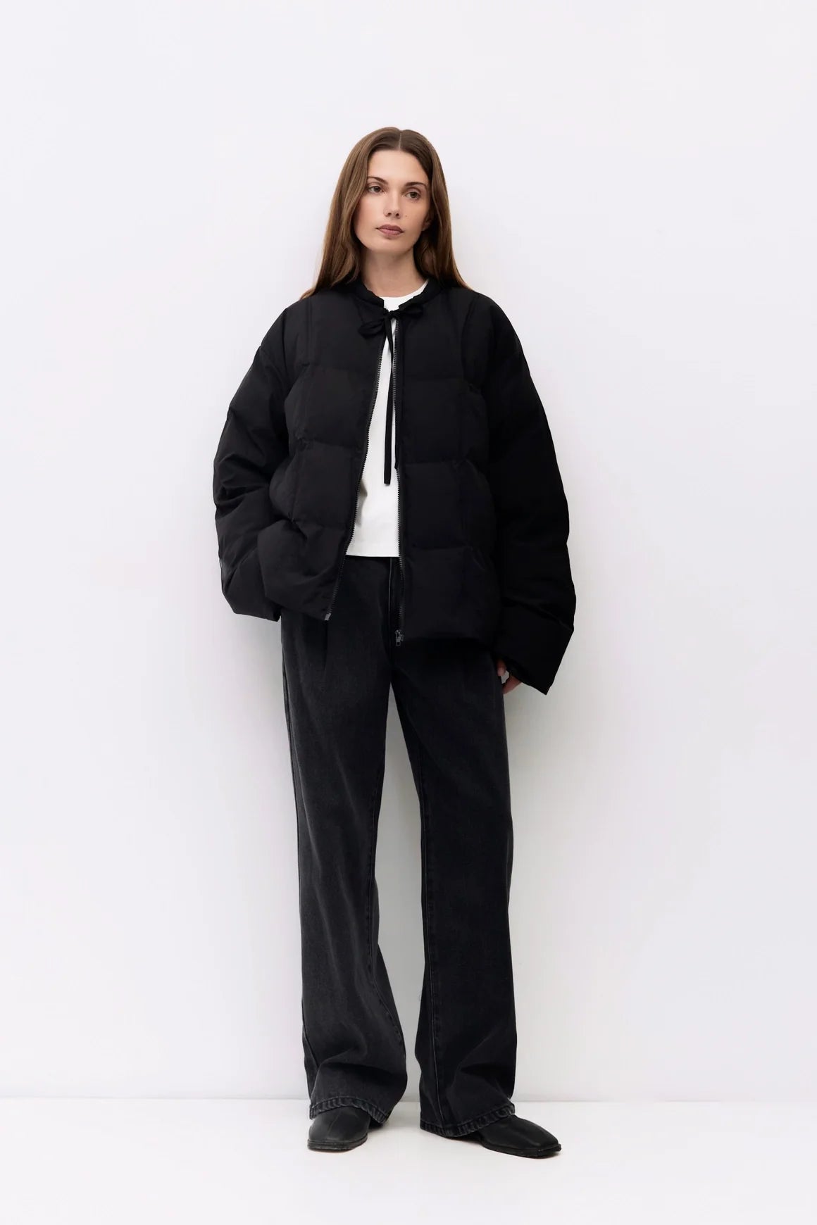 The Mila Jacket | Puffer Jacket with Neck Tie Detail