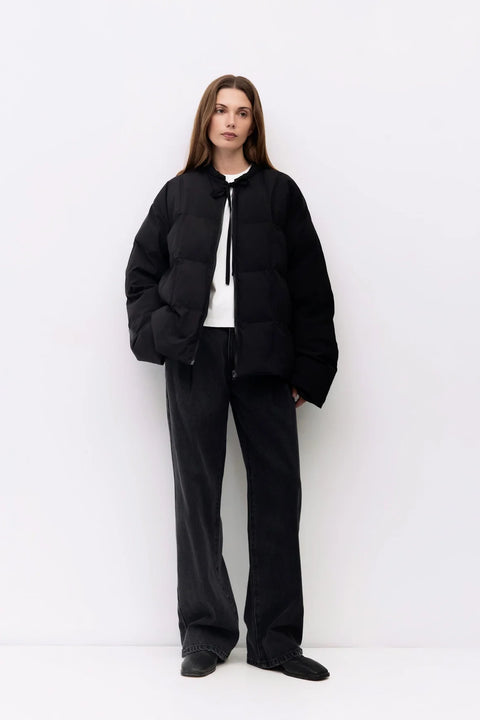 The Mila Jacket | Puffer Jacket with Neck Tie Detail