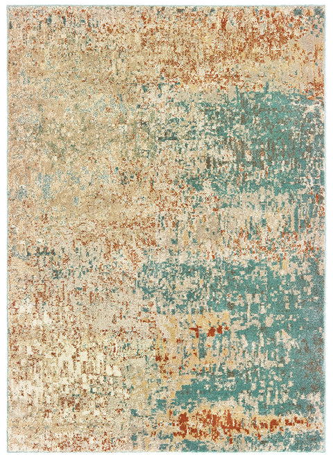 Sandstorm Casual Rug - Tan / Burnt Orange / Turquoise