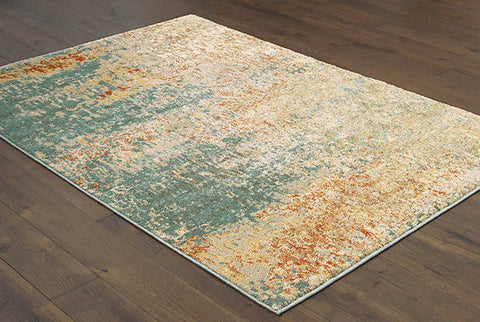 Sandstorm Casual Rug - Tan / Burnt Orange / Turquoise