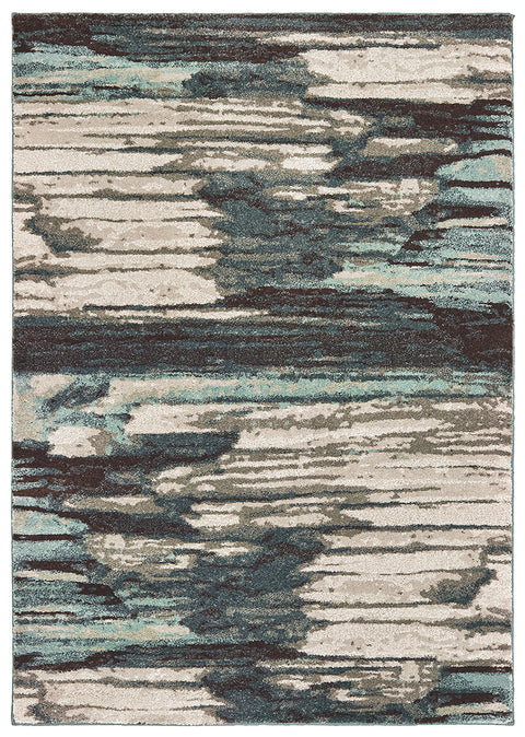 Sandstorm Casual Rug - Denim Blue / Gray / Turquoise / Cream