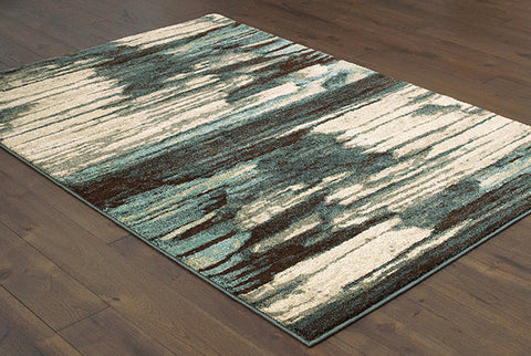 Sandstorm Casual Rug - Denim Blue / Gray / Turquoise / Cream