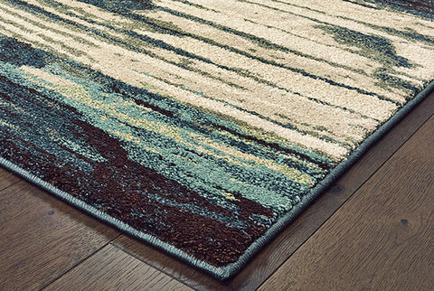 Sandstorm Casual Rug - Denim Blue / Gray / Turquoise / Cream