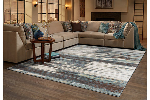 Sandstorm Casual Rug - Denim Blue / Gray / Turquoise / Cream