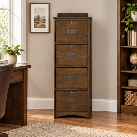 Pre-Order Mission Solid Oak 4 Drawer File Cabinet - Walnut