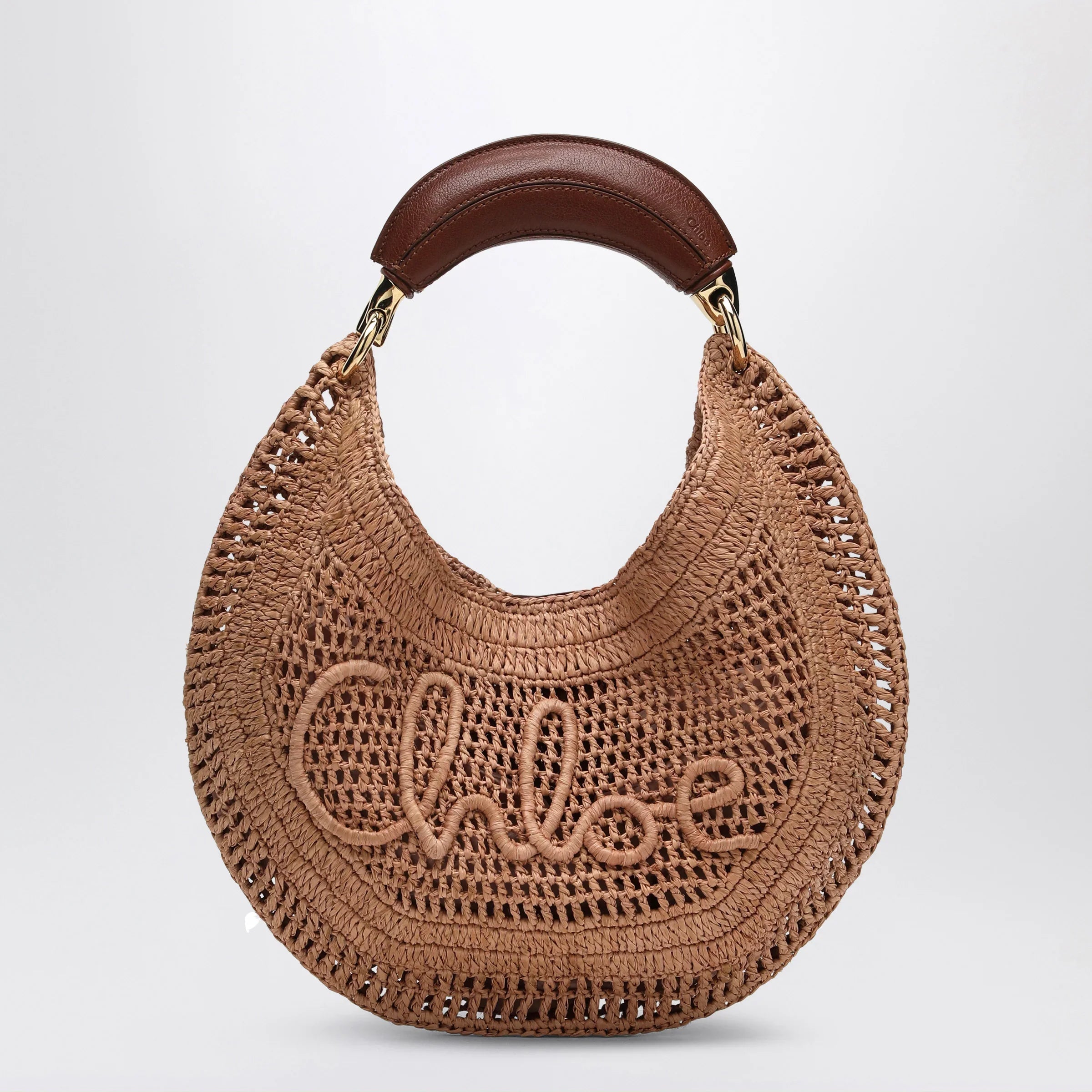 Chloé Borsa Hobo Summer Banana in rafia beige