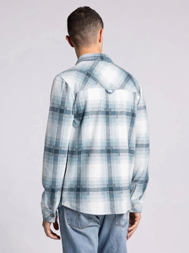 Clark Shirt - Long Sleeve Button Up   CREAM TEAL PLAID
