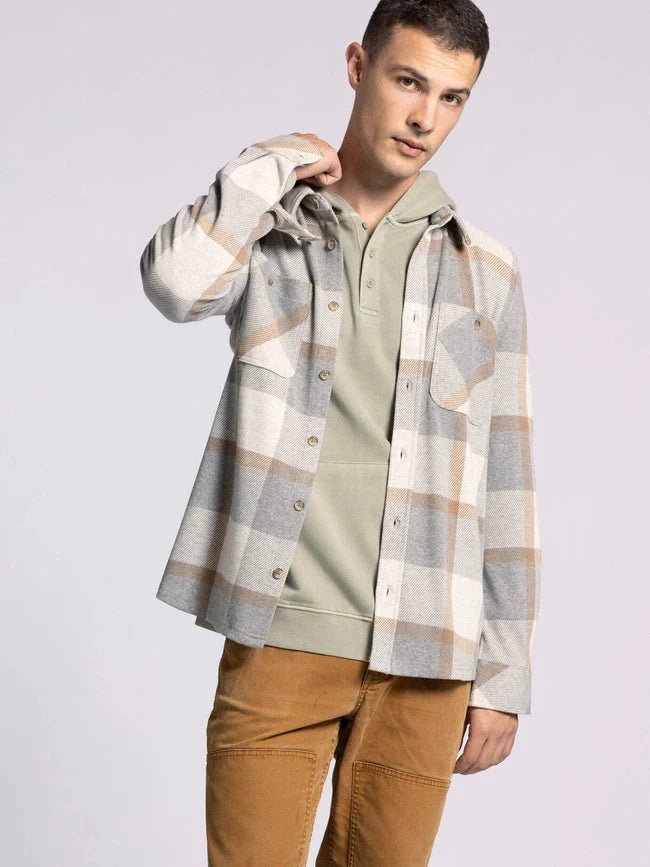 Clark Shirt - Long Sleeve Button Up   GREY BROWN PLAID