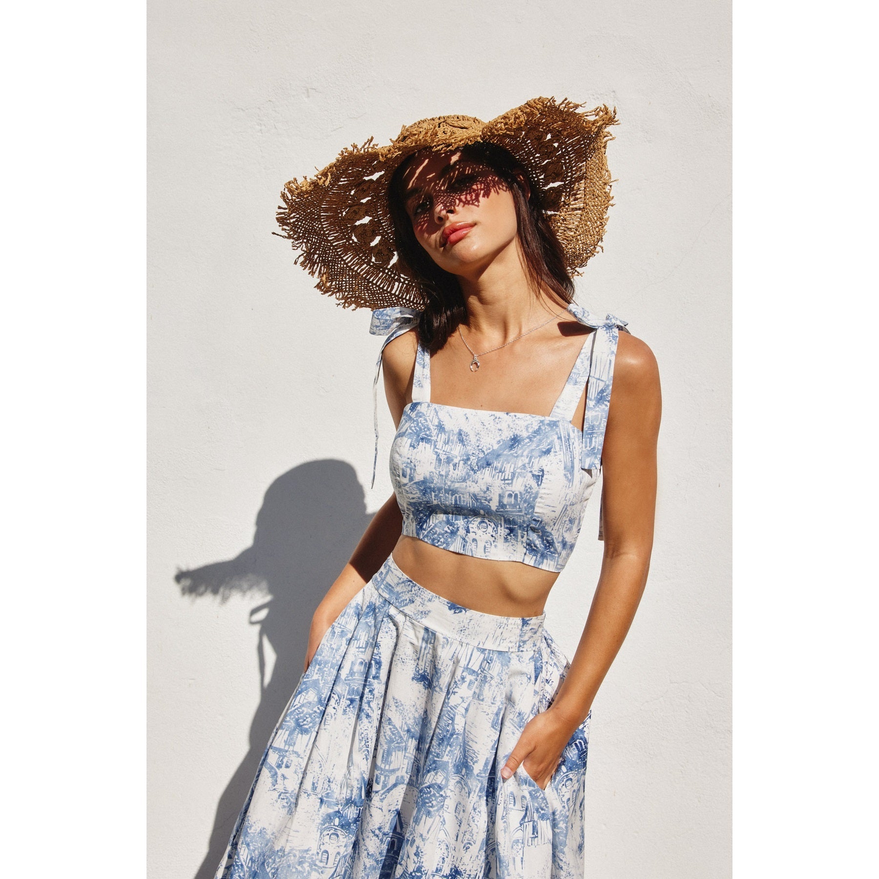 Coastline Tie Shoulder Crop Top